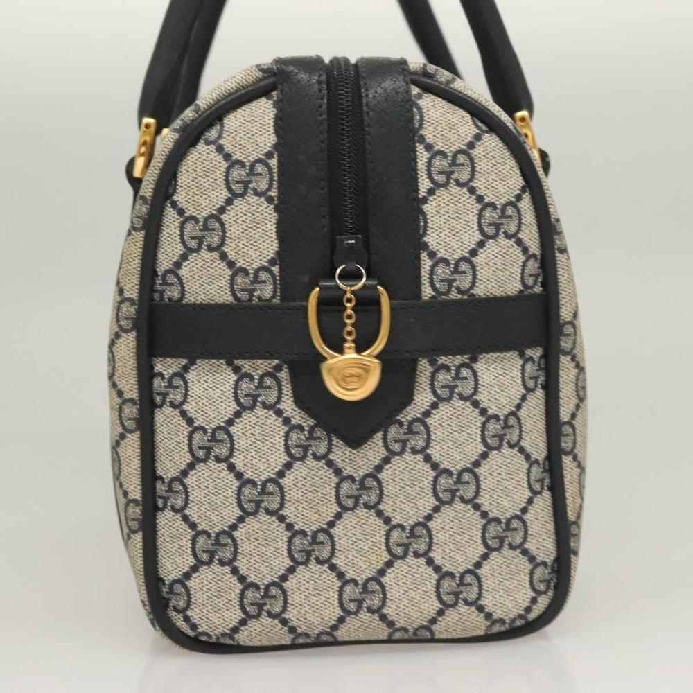 GUCCI GG Supreme Sherry Line Hand Bag PVC Navy Gold Red Auth 132074 - Picture 5 of 16